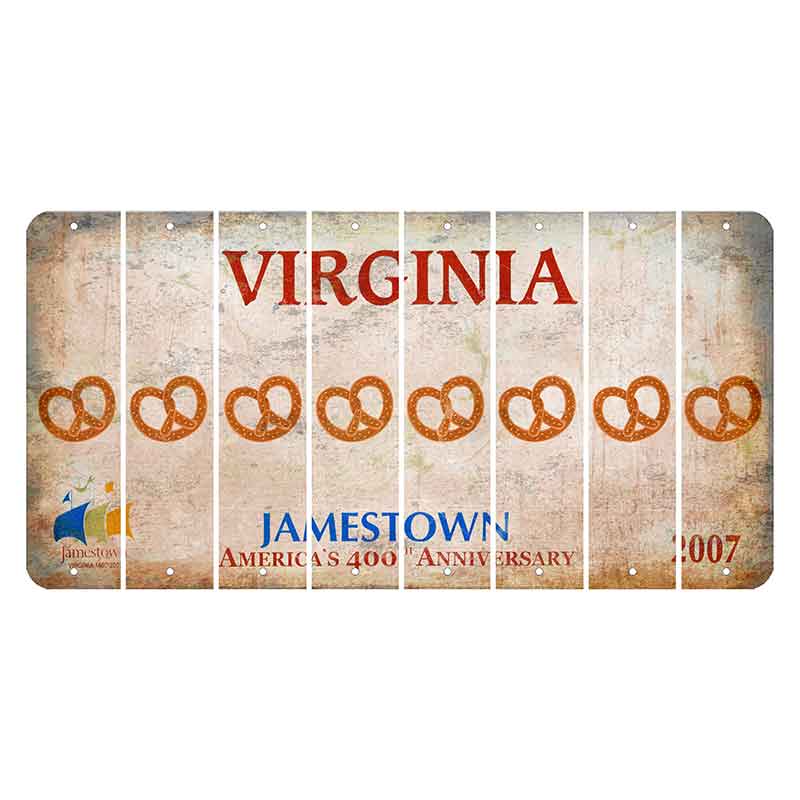 Virginia Jamestown Cut License Plate Strips (Set of 8) Pretzel