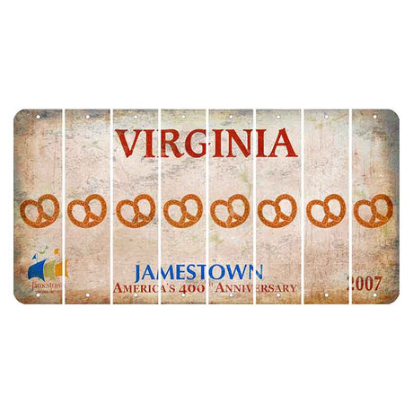 Virginia Jamestown Cut License Plate Strips (Set of 8) Pretzel