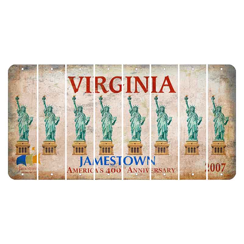 Virginia Jamestown Cut License Plate Strips (Set of 8) Statue of Liberty