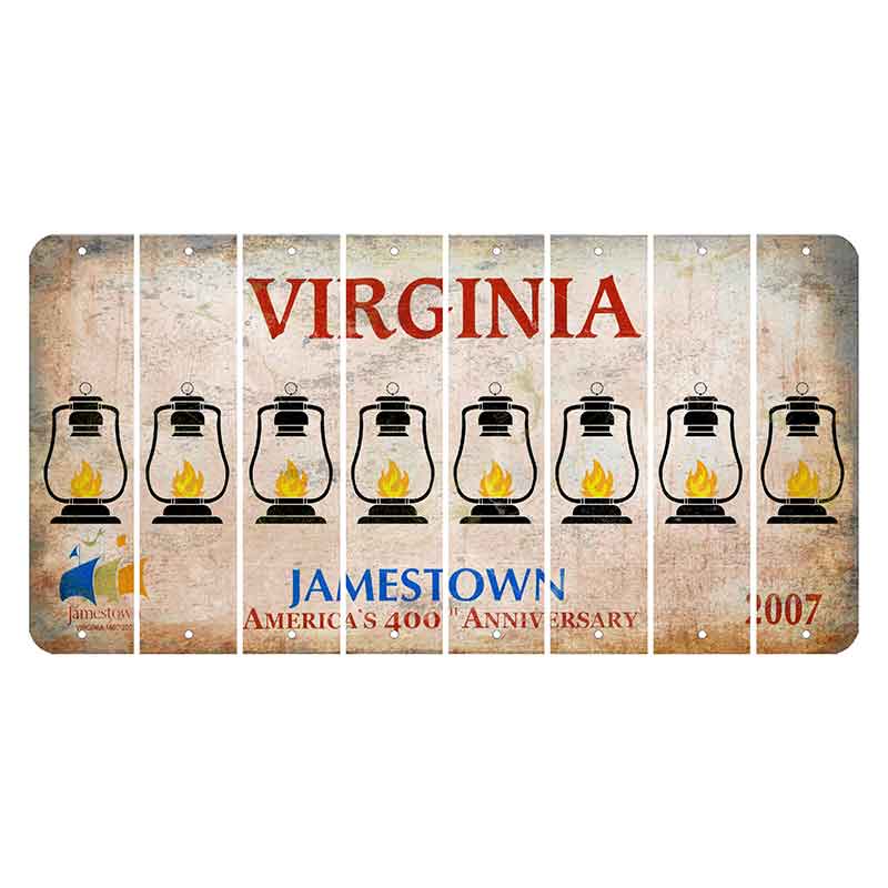 Virginia Jamestown Cut License Plate Strips (Set of 8) Lantern