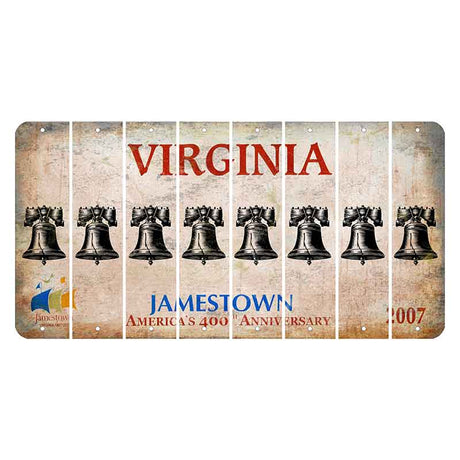 Virginia Jamestown Cut License Plate Strips (Set of 8) Liberty Bell