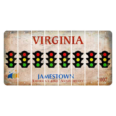 Virginia Jamestown Cut License Plate Strips (Set of 8) Traffic Light