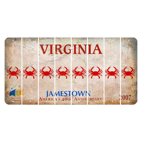 Virginia Jamestown Cut License Plate Strips (Set of 8) Crab