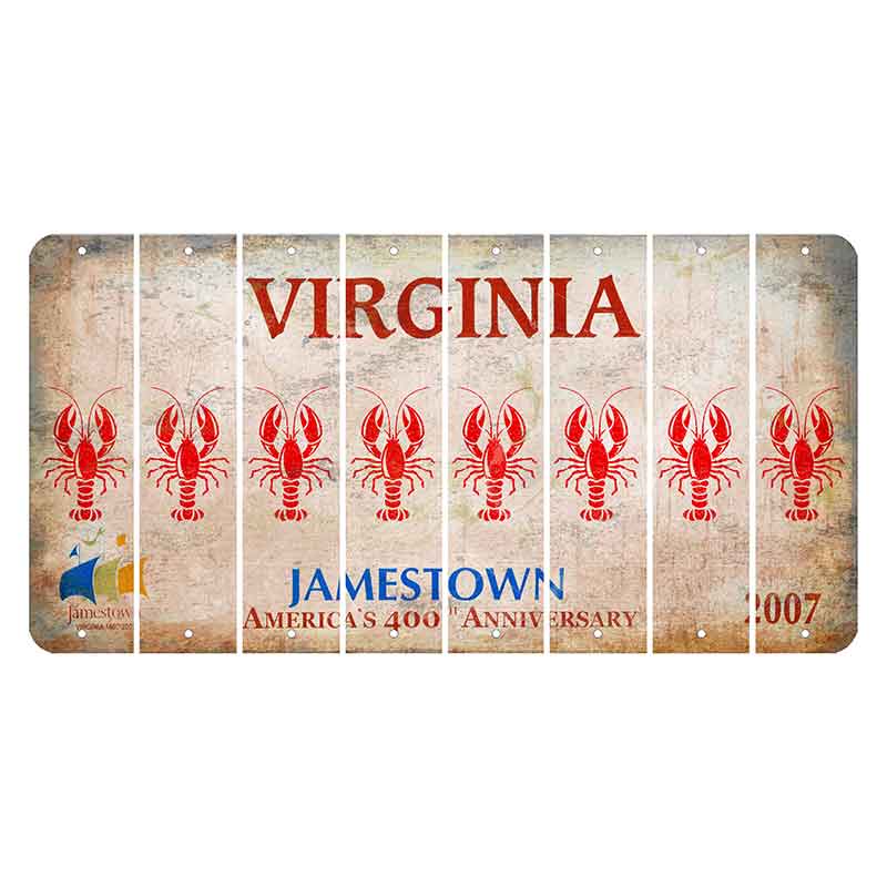 Virginia Jamestown Cut License Plate Strips (Set of 8) Lobster