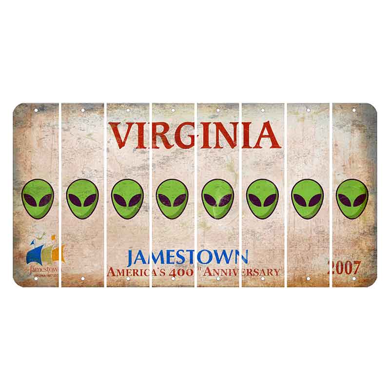 Virginia Jamestown Cut License Plate Strips (Set of 8) Alien