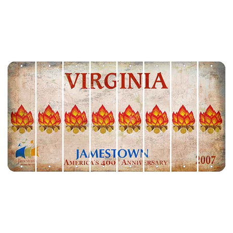 Virginia Jamestown Cut License Plate Strips (Set of 8) Campfire