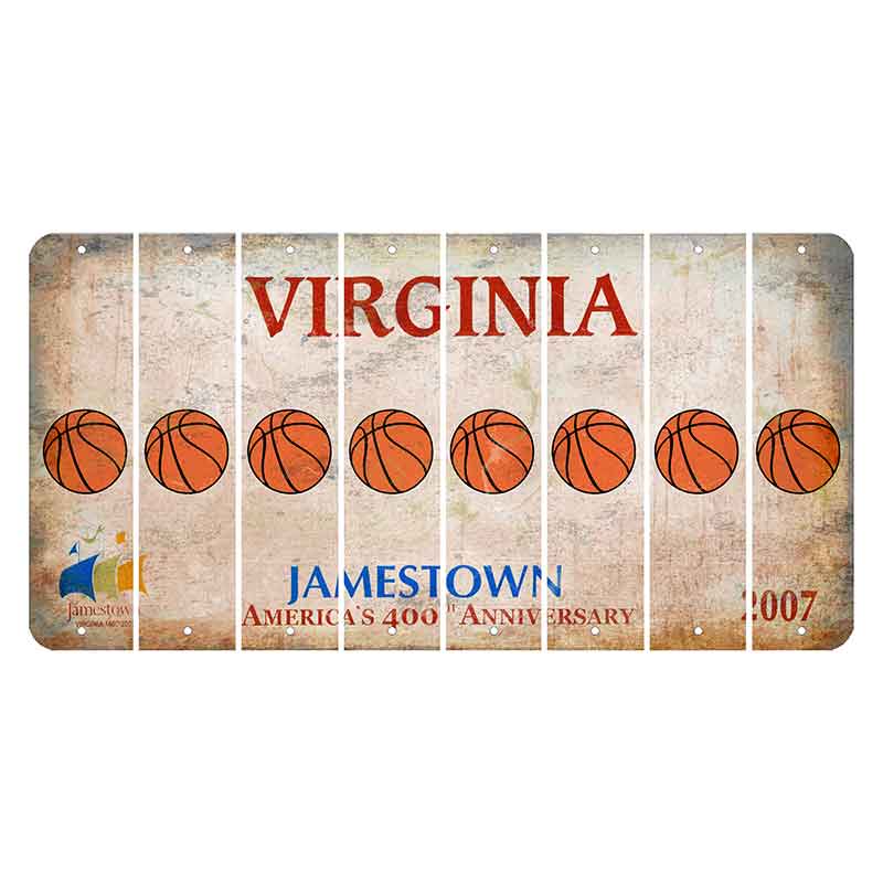 Virginia Jamestown Cut License Plate Strips (Set of 8) Basketball