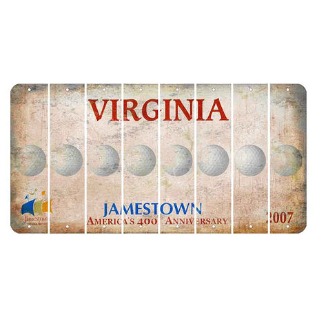 Virginia Jamestown Cut License Plate Strips (Set of 8) Golfball