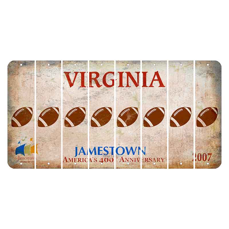 Virginia Jamestown Cut License Plate Strips (Set of 8) Football