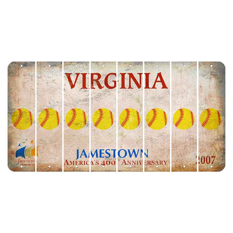 Virginia Jamestown Cut License Plate Strips (Set of 8) Softball