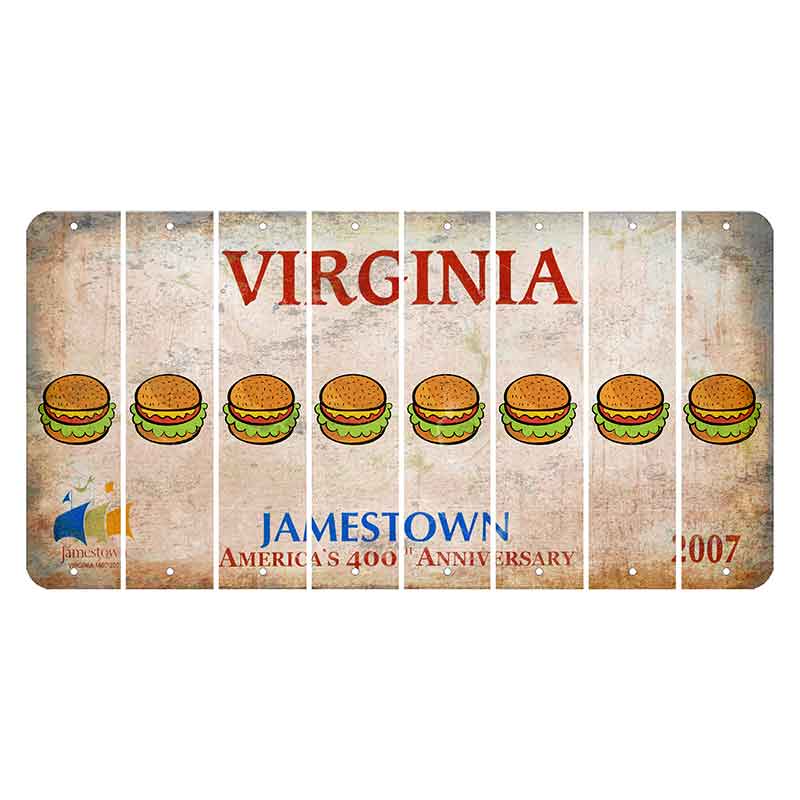 Virginia Jamestown Cut License Plate Strips (Set of 8) Hamburger