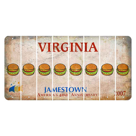 Virginia Jamestown Cut License Plate Strips (Set of 8) Hamburger