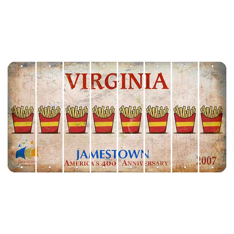 Virginia Jamestown Cut License Plate Strips (Set of 8) French Fries