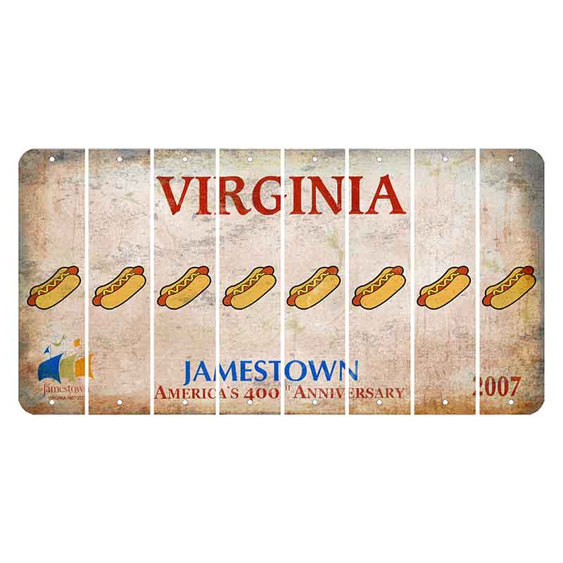 Virginia Jamestown Cut License Plate Strips (Set of 8) Hotdog