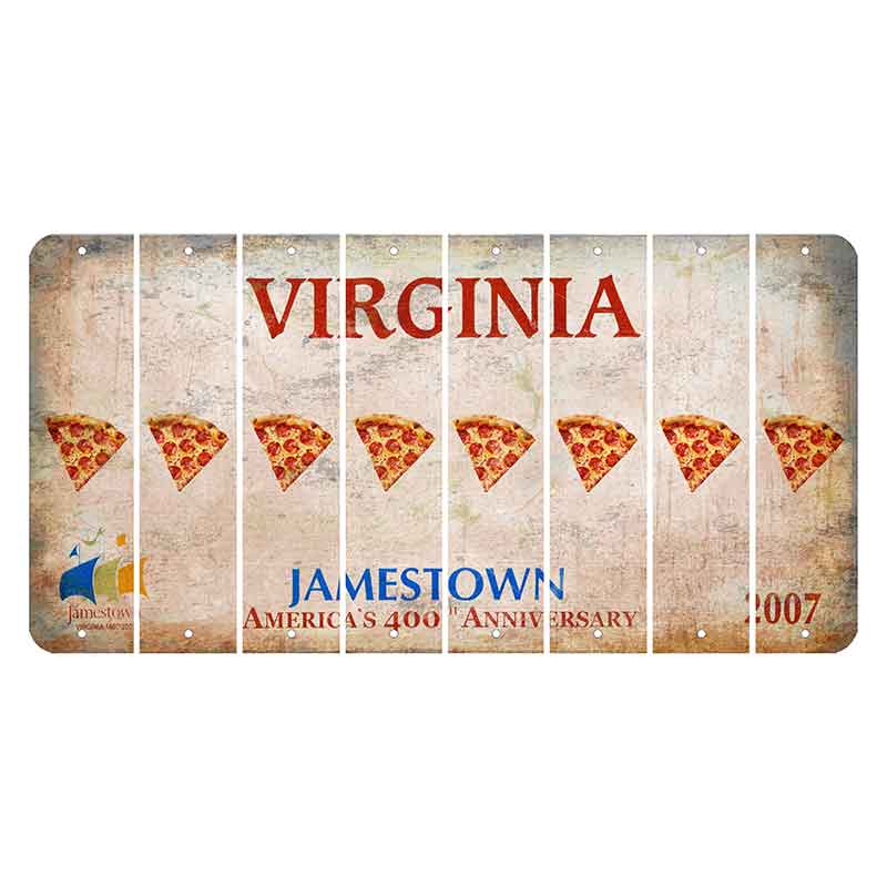 Virginia Jamestown Cut License Plate Strips (Set of 8) Pizza