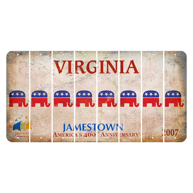 Virginia Jamestown Cut License Plate Strips (Set of 8) Republican