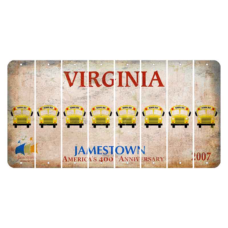 Virginia Jamestown Cut License Plate Strips (Set of 8) School Bus