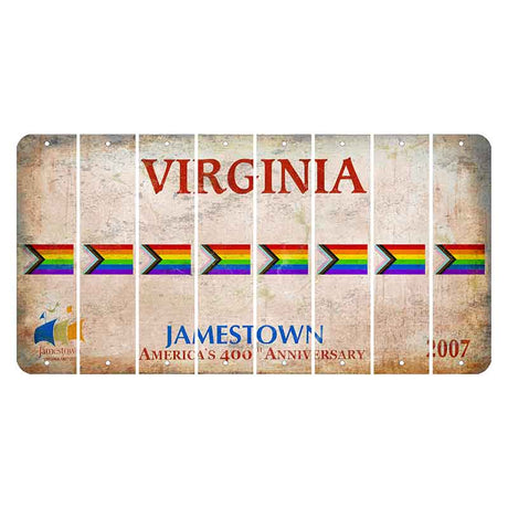 Virginia Jamestown Cut License Plate Strips (Set of 8) LGBTQ Flag