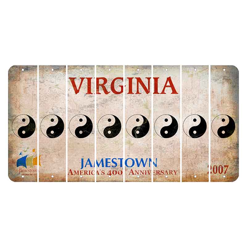 Virginia Jamestown Cut License Plate Strips (Set of 8) Yin Yang