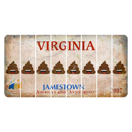 Virginia Jamestown Cut License Plate Strips (Set of 8) Emoji - Poop