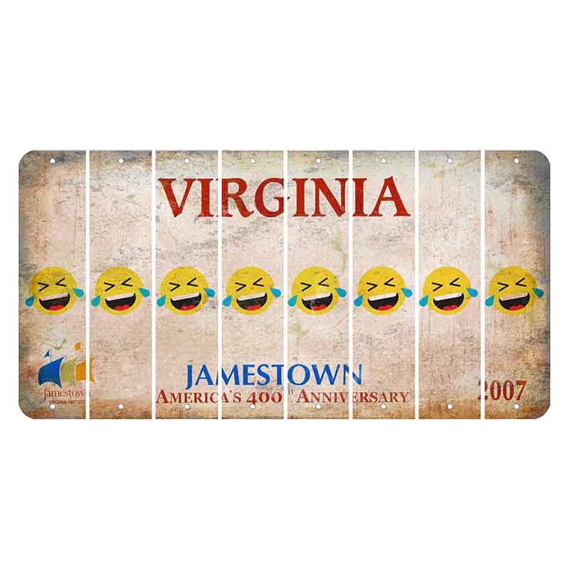 Virginia Jamestown Cut License Plate Strips (Set of 8) Emoji - Laughing