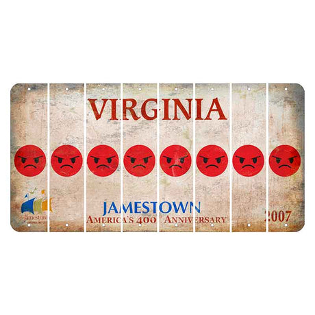 Virginia Jamestown Cut License Plate Strips (Set of 8) Emoji - Angry