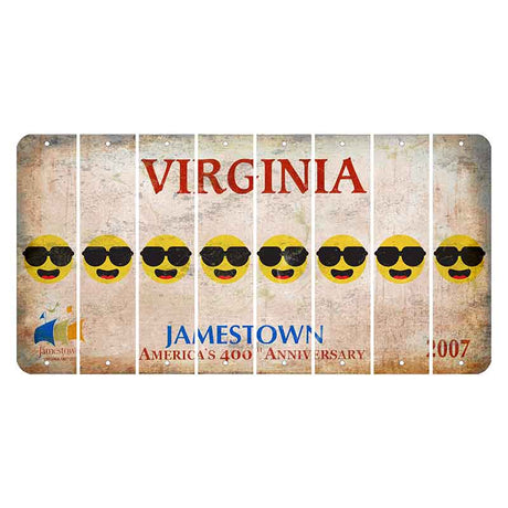 Virginia Jamestown Cut License Plate Strips (Set of 8) Emoji - Shades