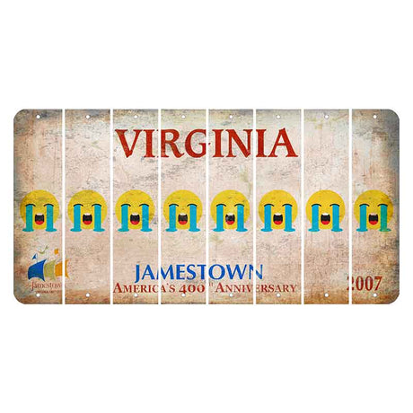 Virginia Jamestown Cut License Plate Strips (Set of 8) Emoji - Crying