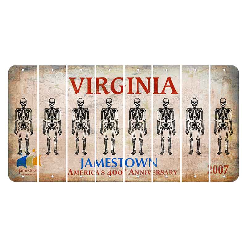 Virginia Jamestown Cut License Plate Strips (Set of 8) Skeleton