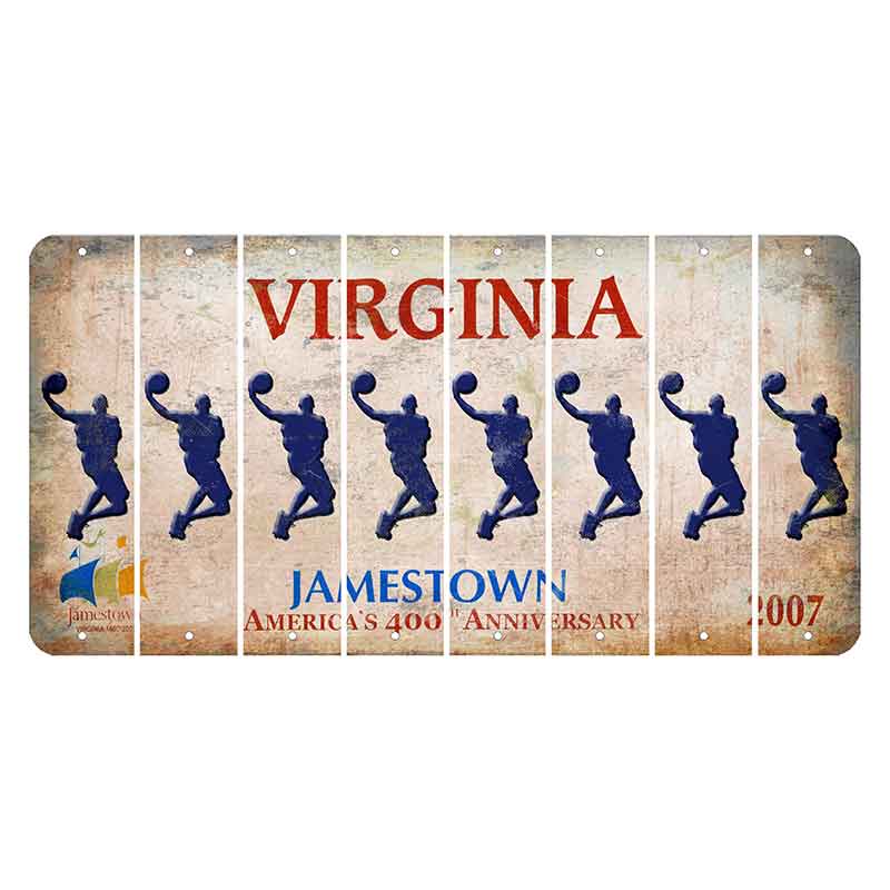 Virginia Jamestown Cut License Plate Strips (Set of 8) Basketball Player