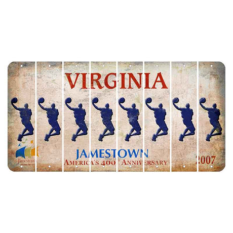 Virginia Jamestown Cut License Plate Strips (Set of 8) Basketball Player