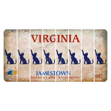 Virginia Jamestown Cut License Plate Strips (Set of 8) Cat