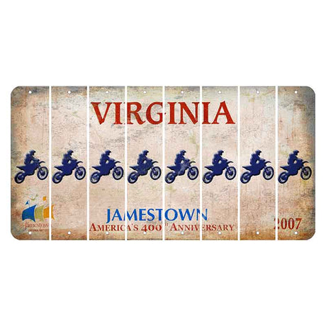 Virginia Jamestown Cut License Plate Strips (Set of 8) Dirtbike Rider