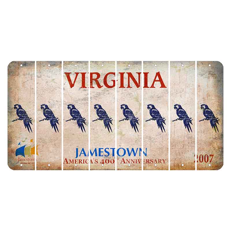 Virginia Jamestown Cut License Plate Strips (Set of 8) Parrot