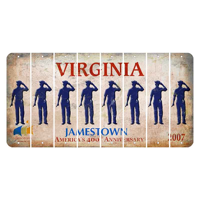 Virginia Jamestown Cut License Plate Strips (Set of 8) Police Officer