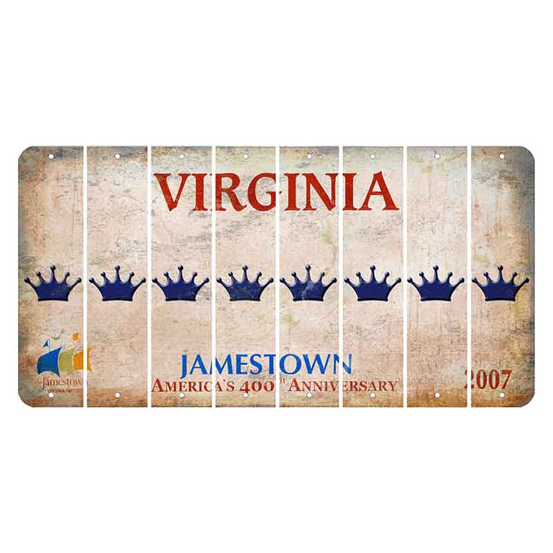 Virginia Jamestown Cut License Plate Strips (Set of 8) Crown