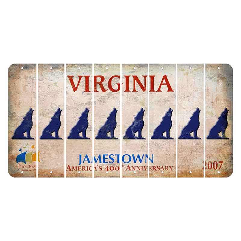 Virginia Jamestown Cut License Plate Strips (Set of 8) Howling Wolf