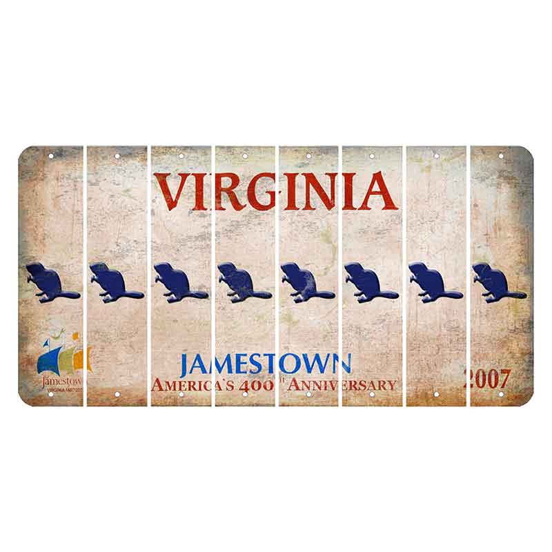 Virginia Jamestown Cut License Plate Strips (Set of 8) Beaver