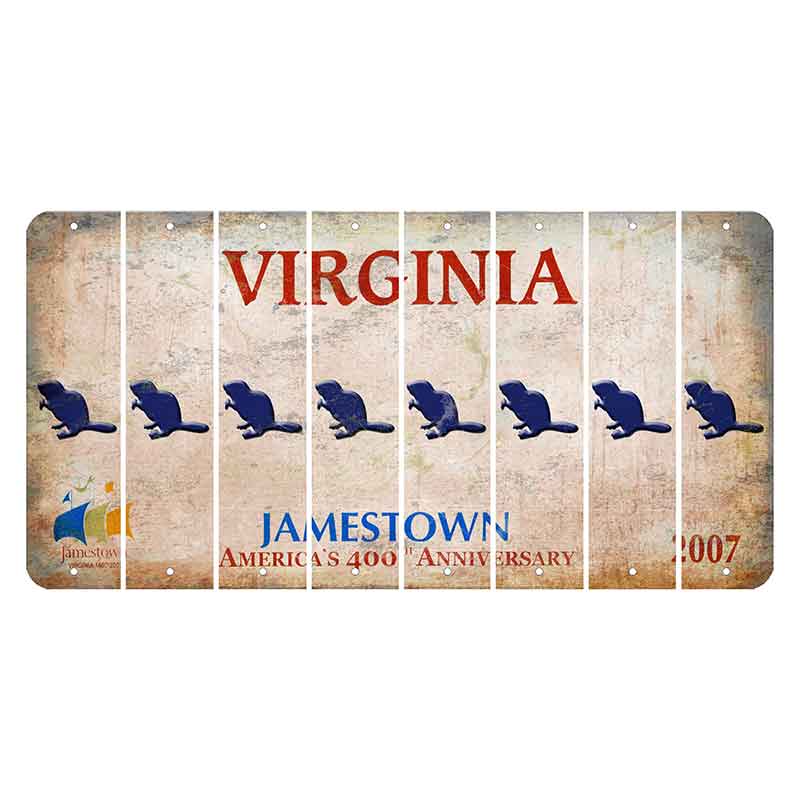 Virginia Jamestown Cut License Plate Strips (Set of 8) Beaver