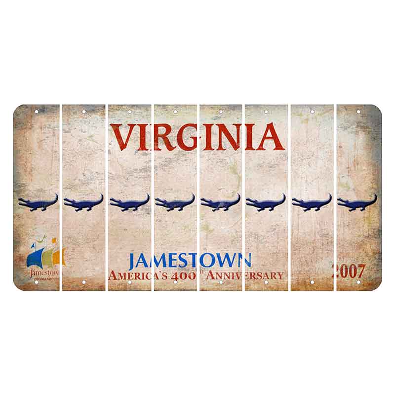 Virginia Jamestown Cut License Plate Strips (Set of 8) Alligator