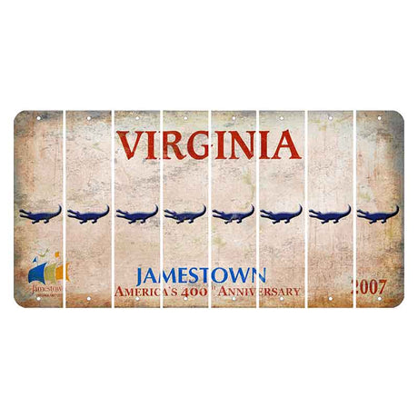 Virginia Jamestown Cut License Plate Strips (Set of 8) Alligator