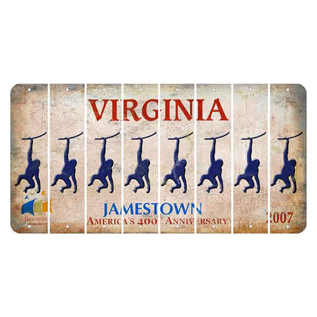 Virginia Jamestown Cut License Plate Strips (Set of 8) Monkey