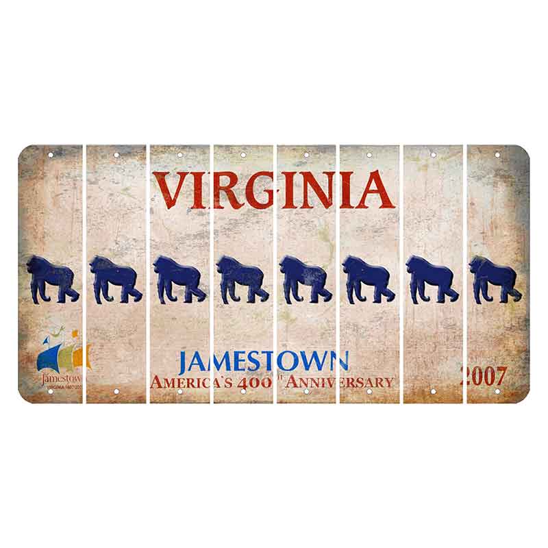 Virginia Jamestown Cut License Plate Strips (Set of 8) Gorilla