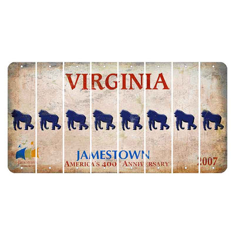 Virginia Jamestown Cut License Plate Strips (Set of 8) Gorilla