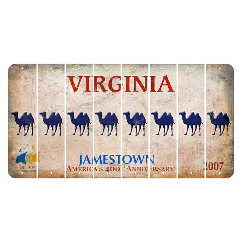 Virginia Jamestown Cut License Plate Strips (Set of 8) Camel