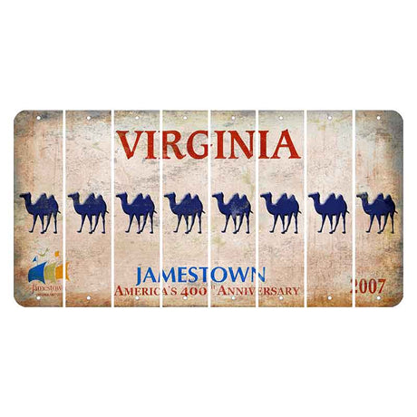 Virginia Jamestown Cut License Plate Strips (Set of 8) Camel