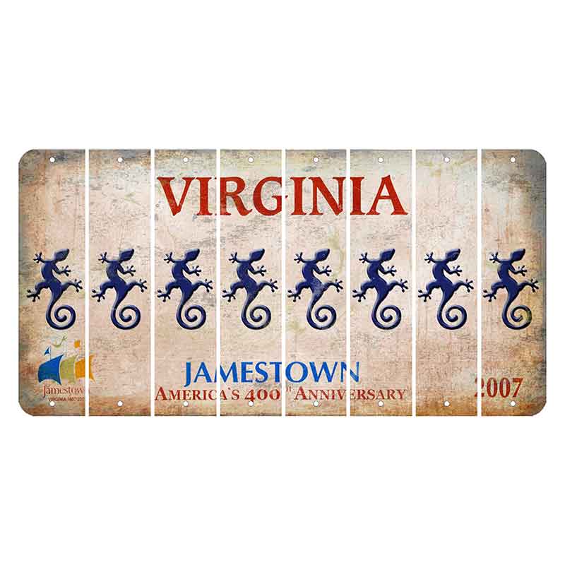 Virginia Jamestown Cut License Plate Strips (Set of 8) Gecko