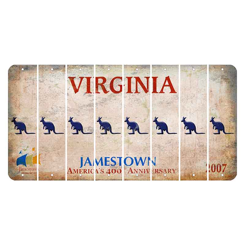 Virginia Jamestown Cut License Plate Strips (Set of 8) Kangaroo