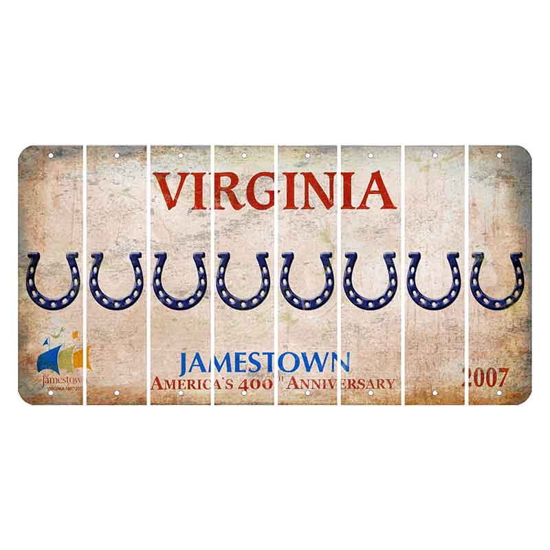 Virginia Jamestown Cut License Plate Strips (Set of 8) Horseshoe