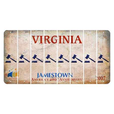 Virginia Jamestown Cut License Plate Strips (Set of 8) Gavel